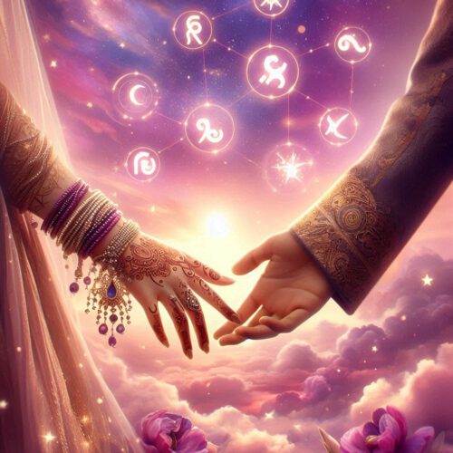 Create a soft, romantic background image for an astrology-based matchmaking website. The scene shoul